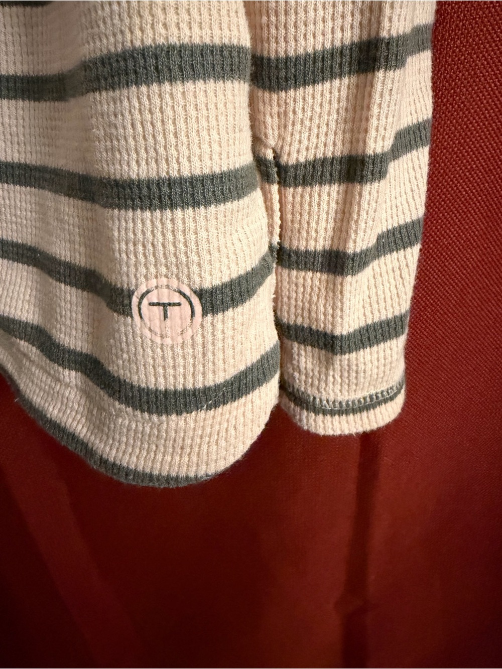 Talbots Peach and Gray Striped Ribbed Top - Picture 5 of 7